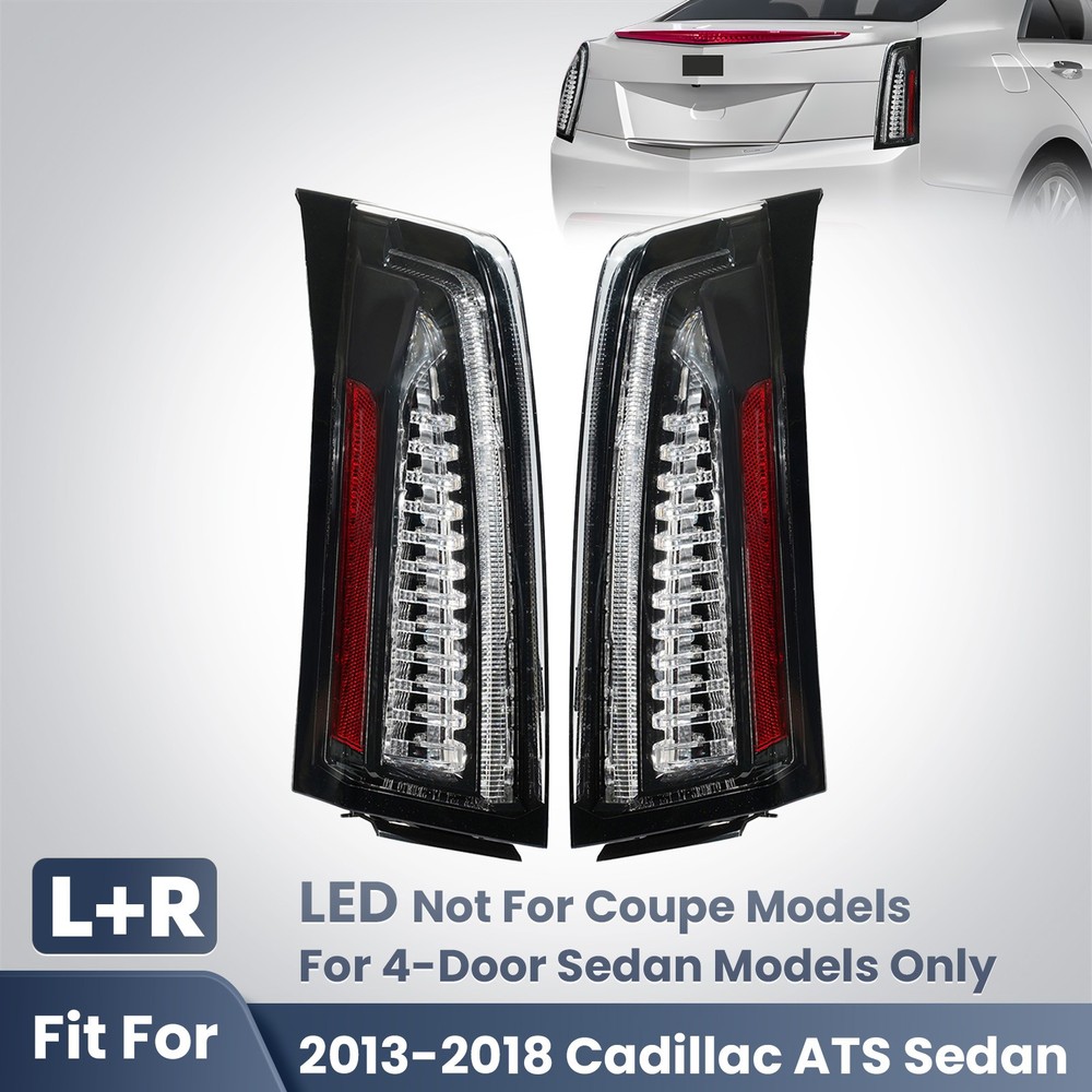 Fit for 2013-2018 Cadillac ATS LED Tail Light Black Conversion Pair Left + Right