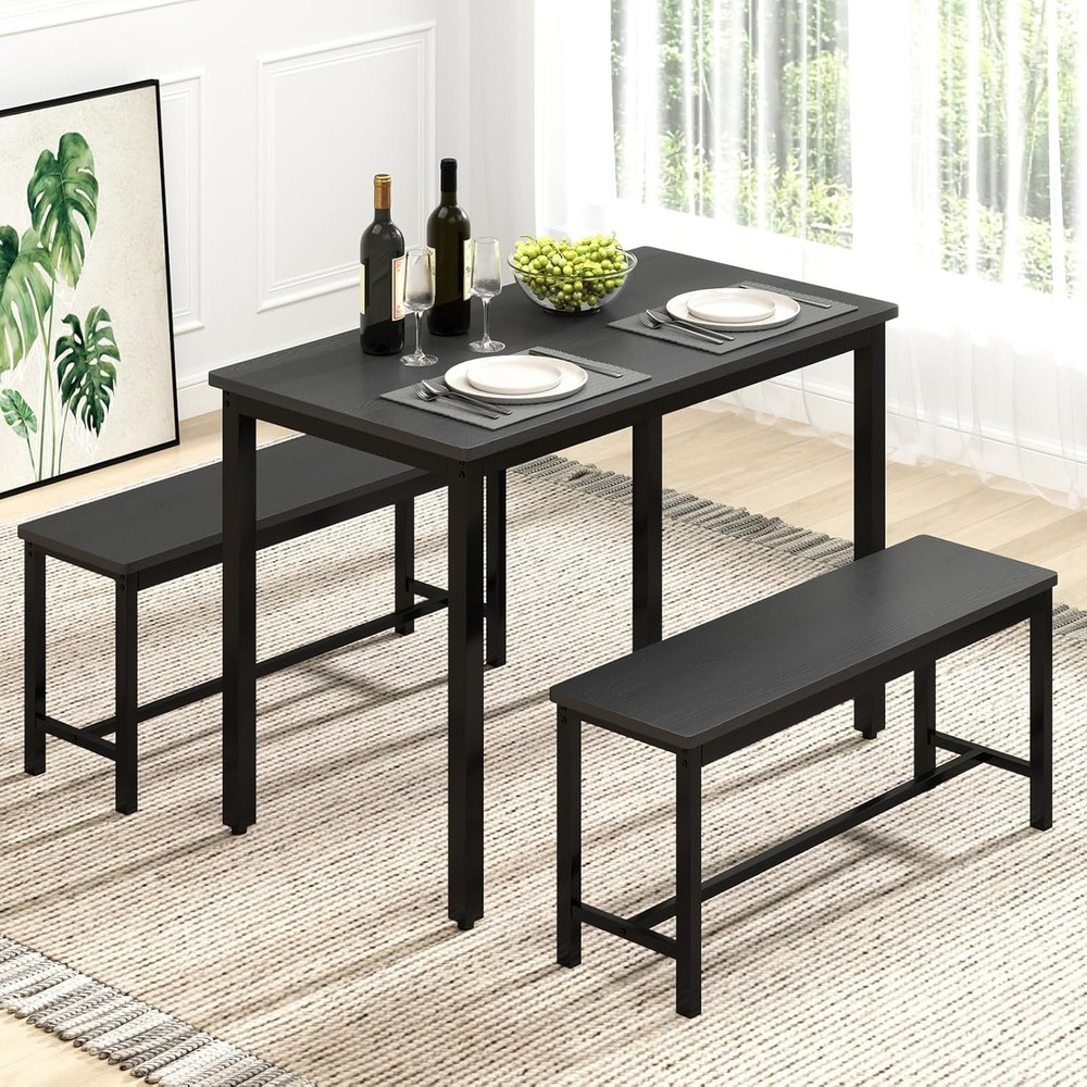 43" Dining Room Table Chairs Set 4 Modern Space Saving Kitchen Table W/ 2