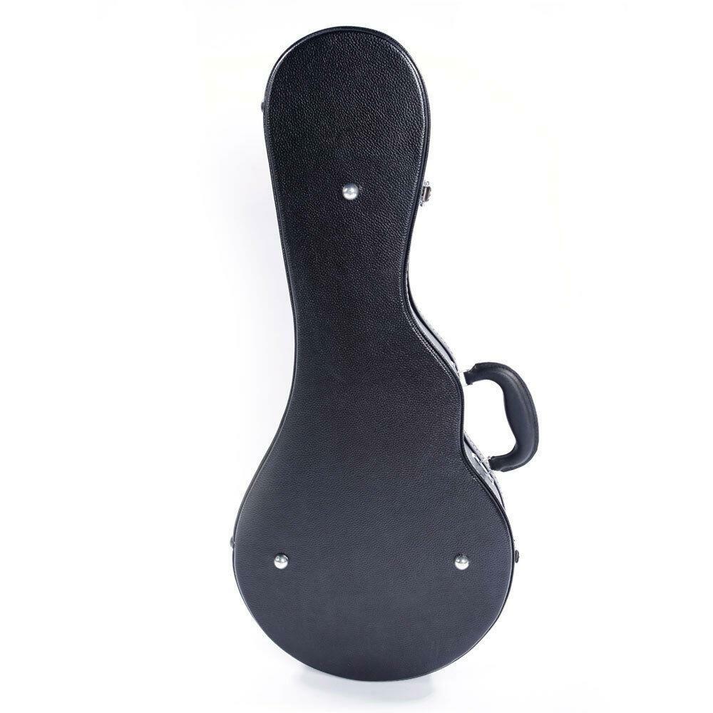 Glarry F-Style Microgroove Pattern Mandolin High-Class Leather Case Black