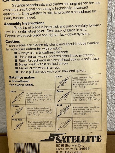 Original Satellite Supra 3 or 4 Blade Broadhead Replacement Blades - New Pack