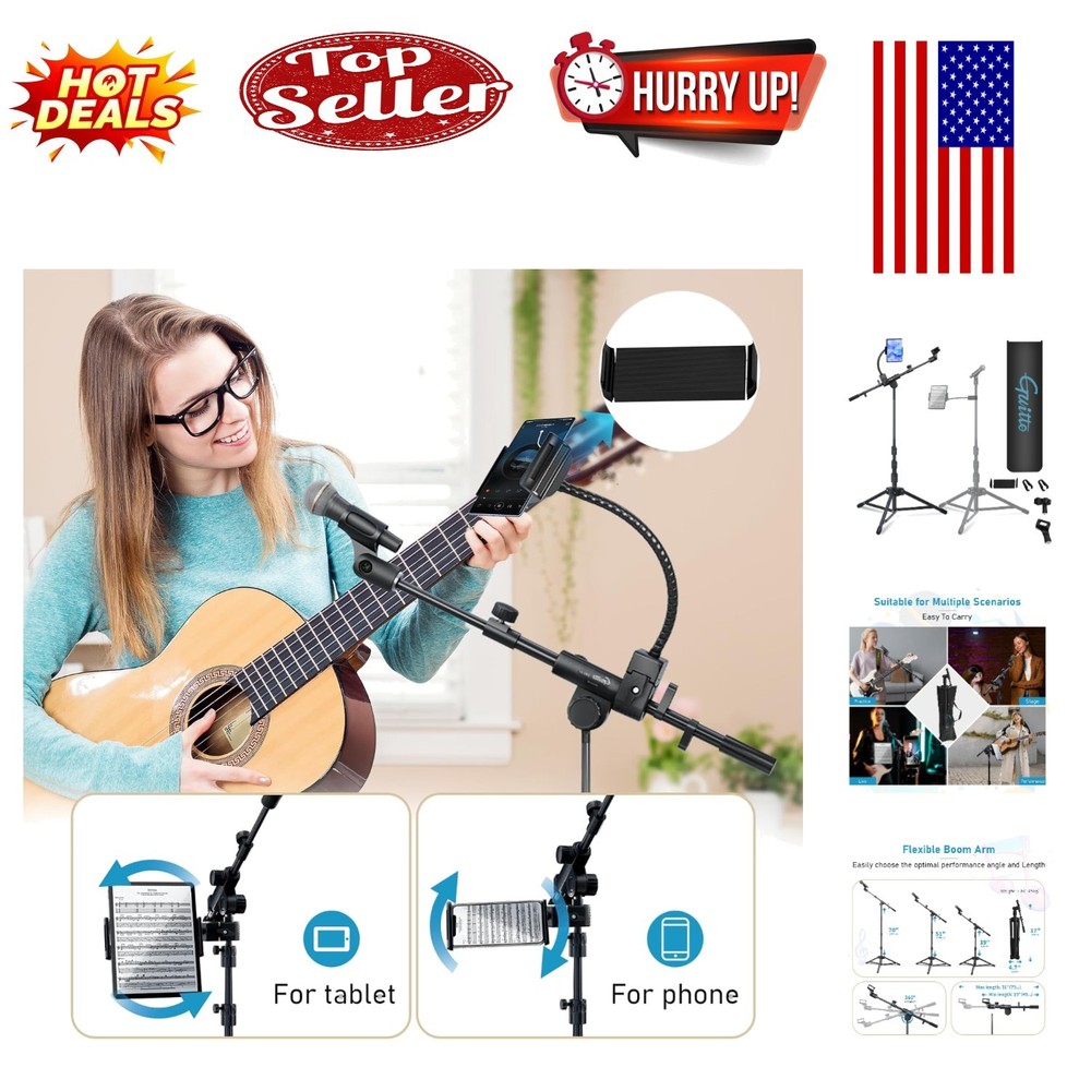 All-in-One Microphone & Device Floor Stand for Streaming & Recording