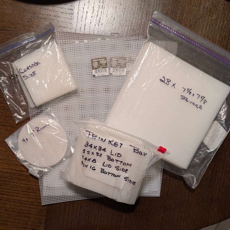 Plastic Canvas Mesh Mixed Sizes Lot - 3 Full Sheets, Coasters & More *Read*