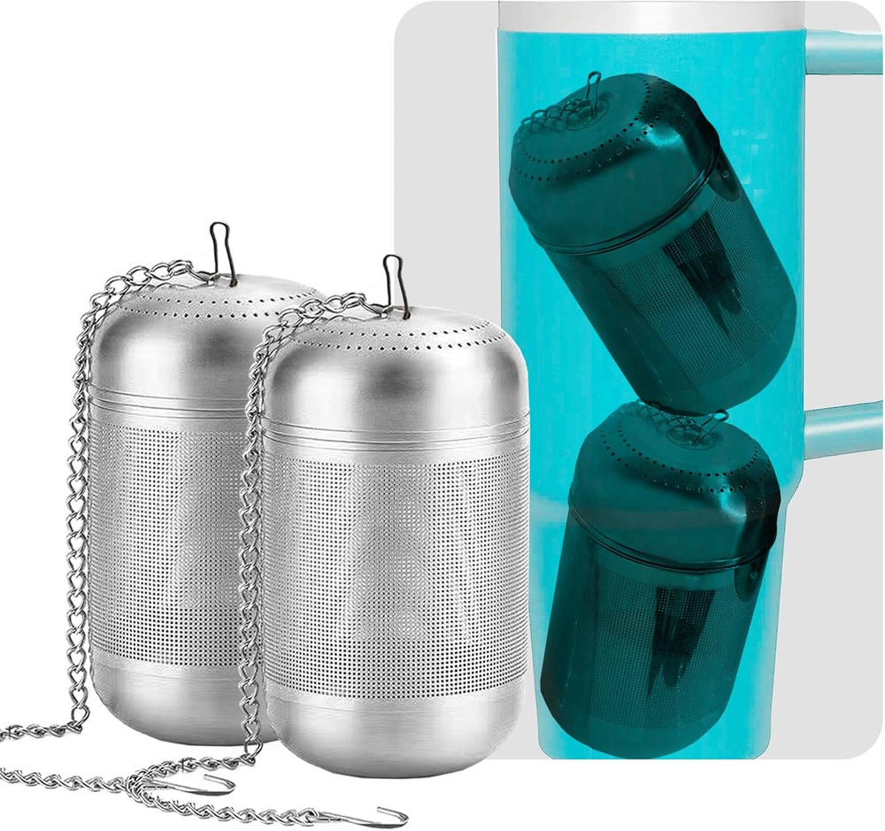 2 Pcs Tea Infuser for Loose Leaf & Fruit Infuser Insert – Extra Fine Mesh Strain
