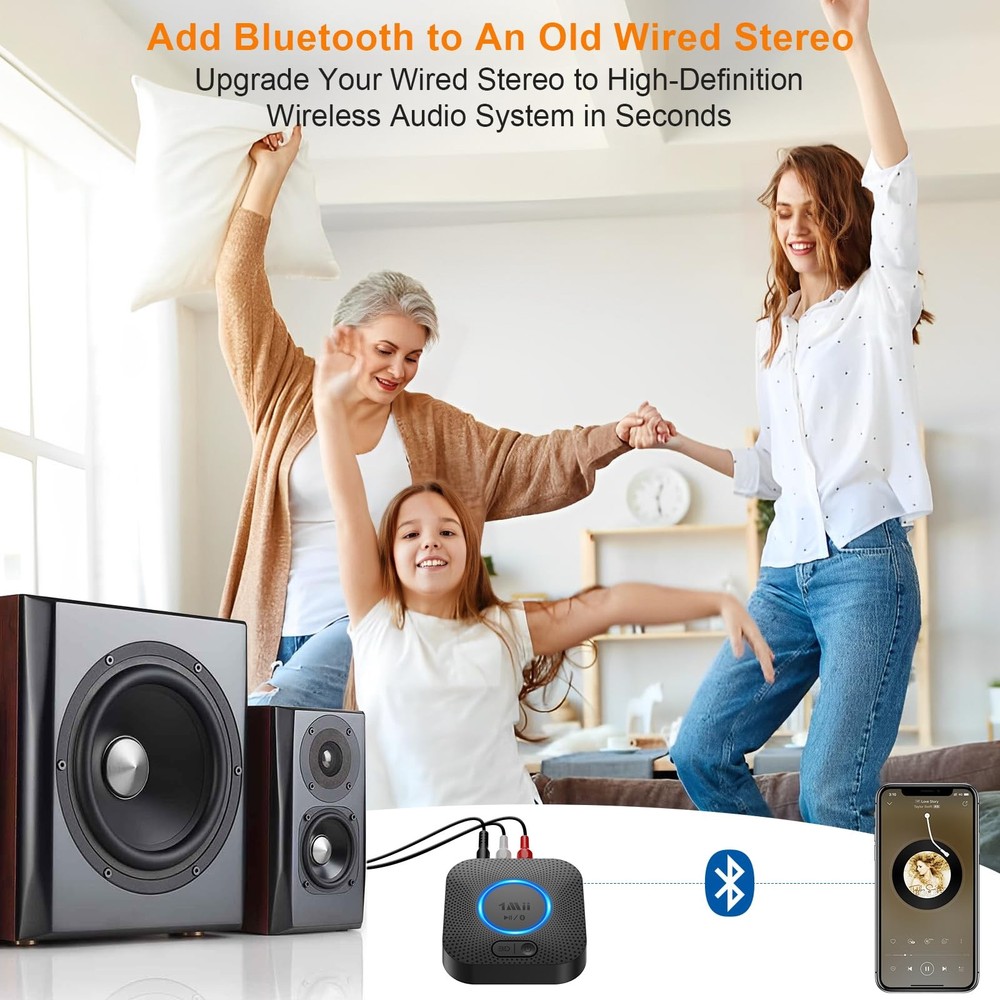 B06+ Bluetooth Receiver, Hi-Fi Wireless Audio Adapter, Bluetooth 5.3 Receiver...