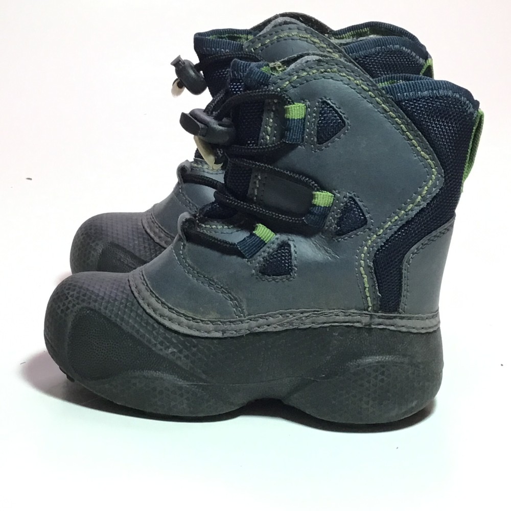 Sorel Icepack Techlite Boys 7 Winter Waterproof Boots Blue/Black Drawstring