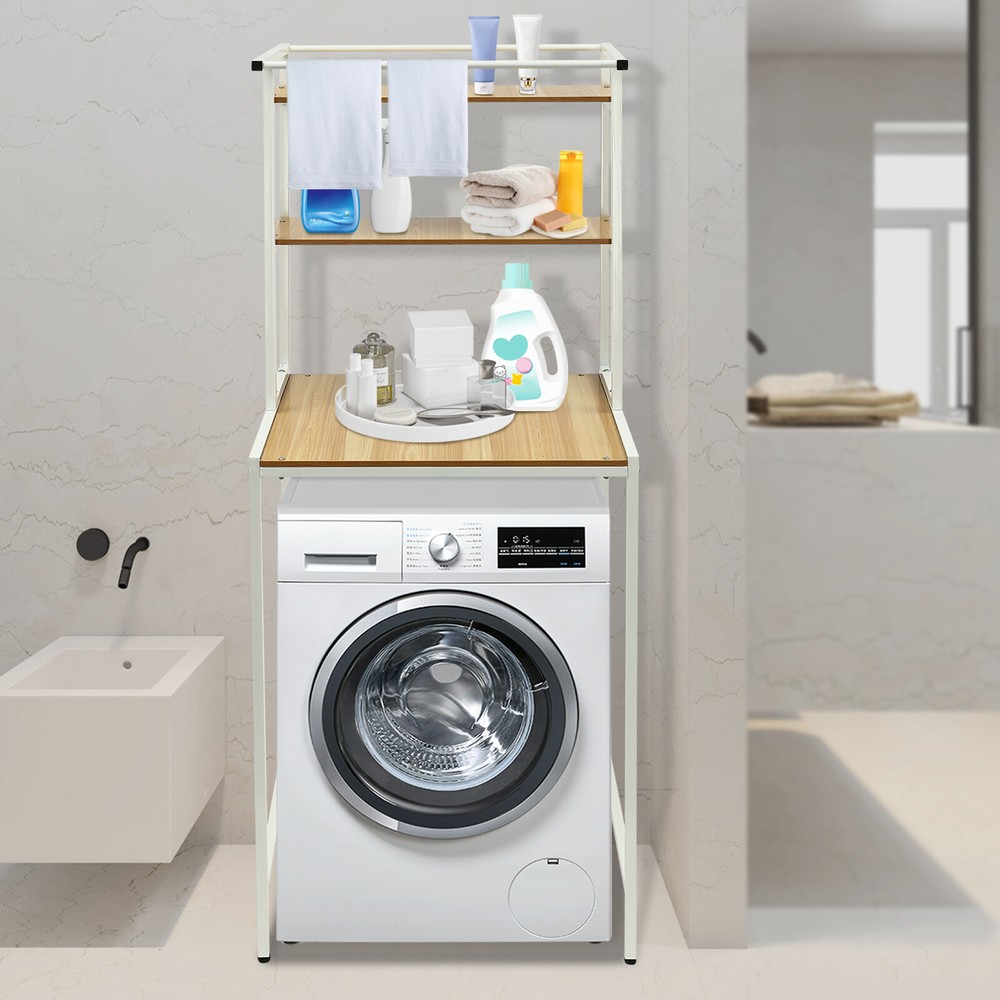 Clothes Drying Rack Stand Over Washer & Dryer Adjustable Storage Shelf Bathroom