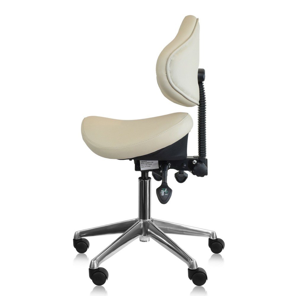 Adjustable Ergonomic Rolling Saddle Stool Chair with Back Support for Office