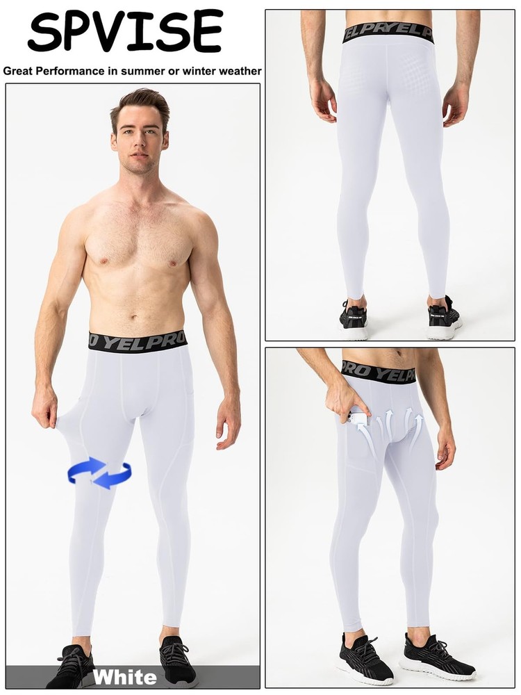 SPVISE 2 or 3 Pack Compression Pants Men Running Leggings Workout Base Layer ...