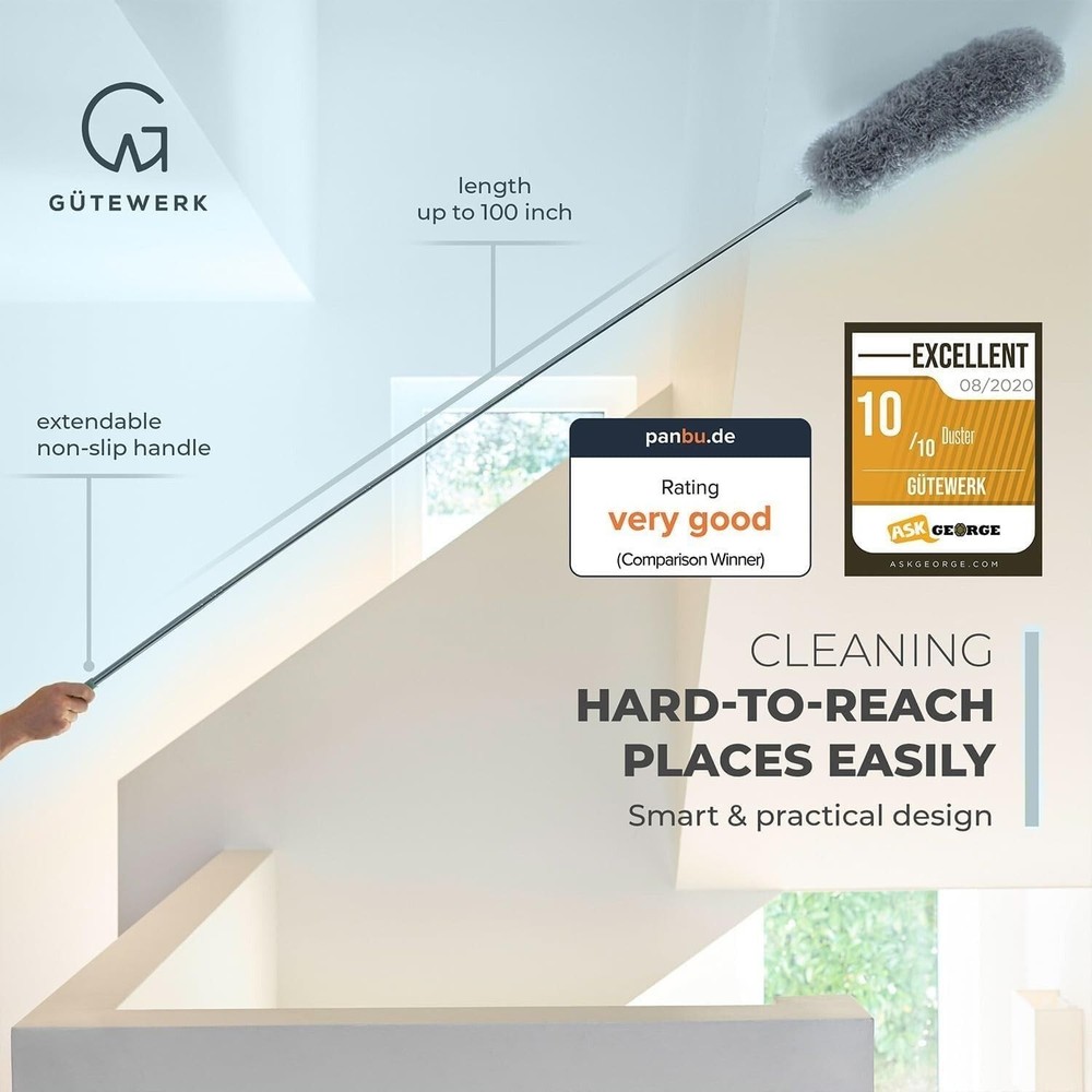 Extendable Feather Duster, Microfiber Duster, Ceiling Fan Duster, Feather Dus...