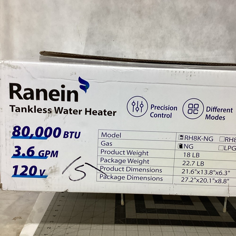 Ranein Propane Gas Tankless Water Heater Indoor Max 3.6 GPM 80,000 BTU Instant