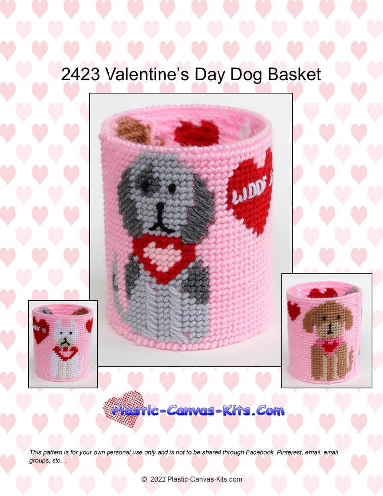 Valentine's Day Dog Basket-Plastic Canvas Pattern or Kit