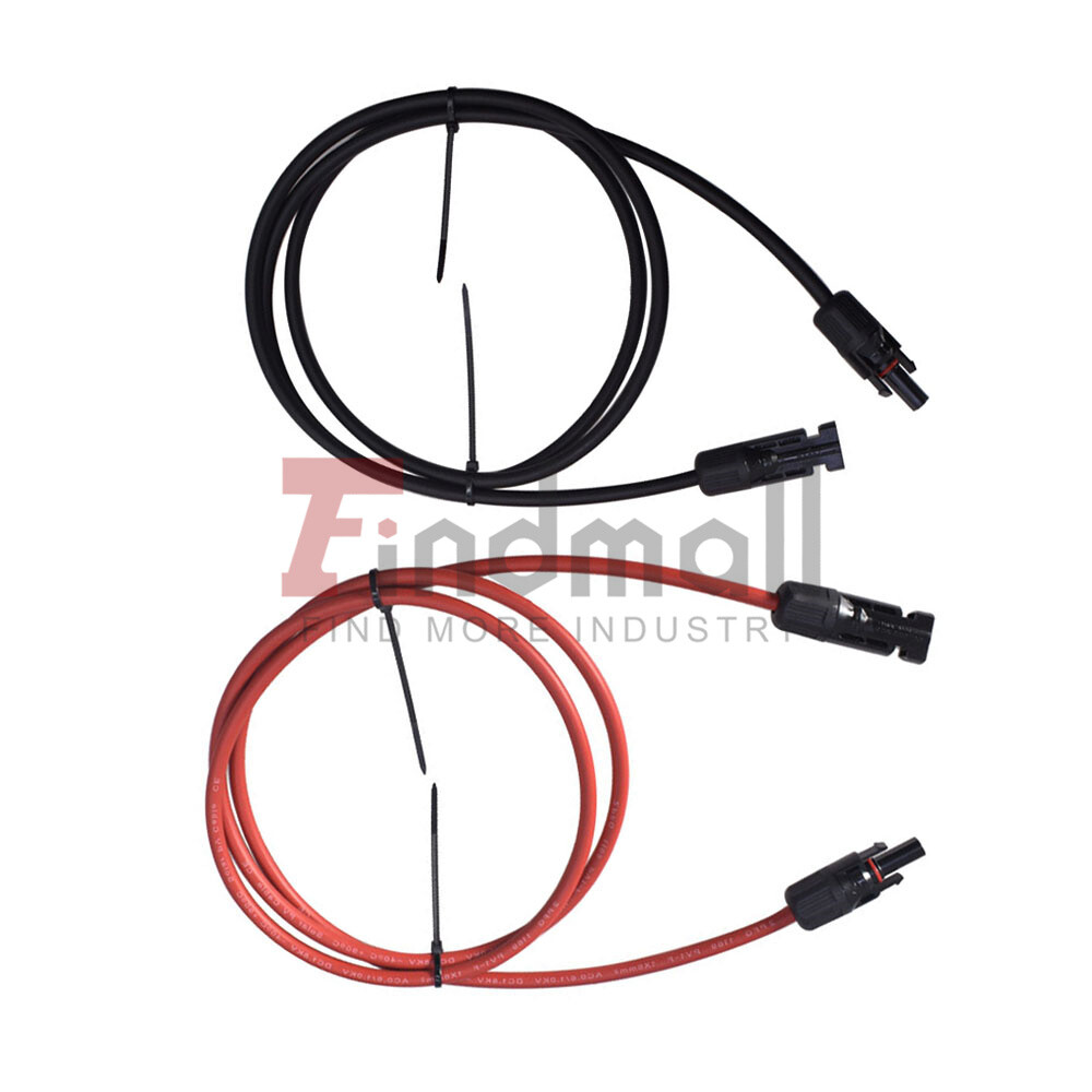1 Pair 12 AWG Solar Panel Extension Cable Wire Connector 5ft Black + Red