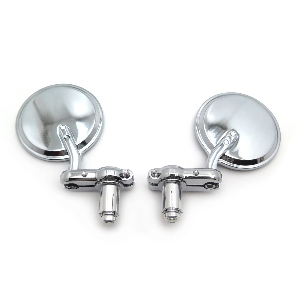 Chrome Foldable Universal Motorcycle Round 1" 25 mm Handle Bar End Side Mirrors