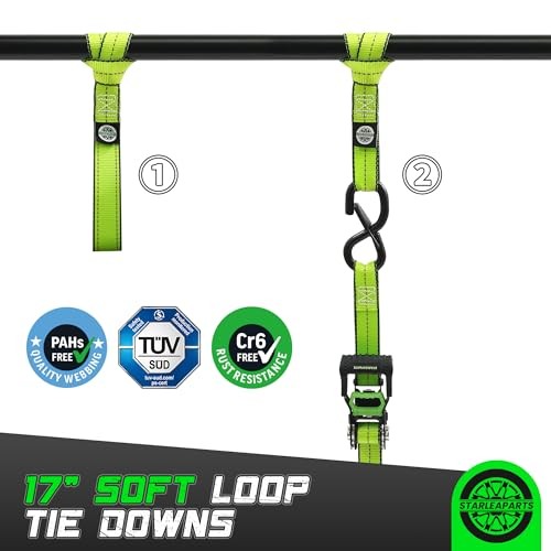 Motorcycle Tie Down Strap (4PK 1.5INX8FT) - 5,250lb Break Strength, Premium