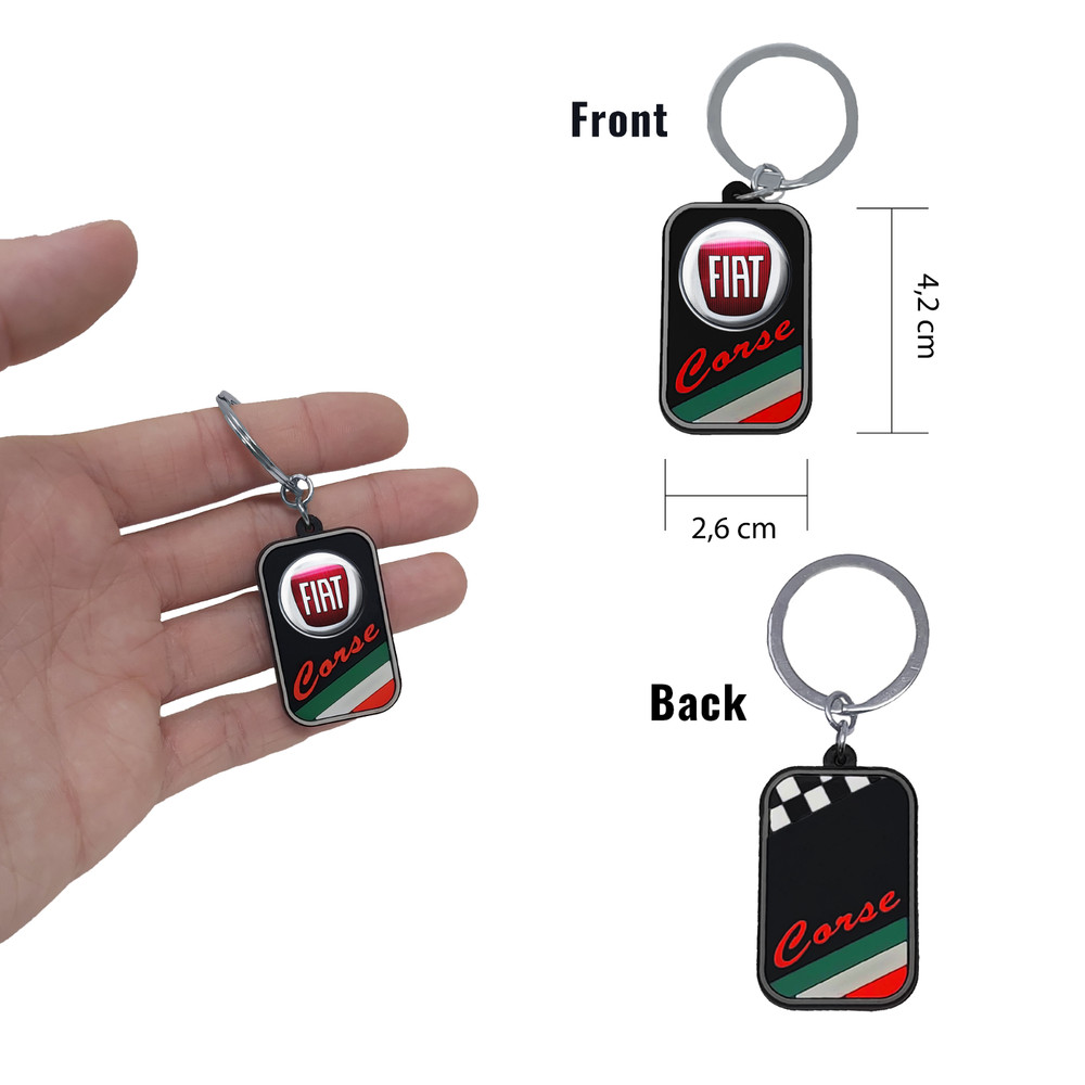 Fiat Red Key Ring, 4.2 X 2.6 Cm