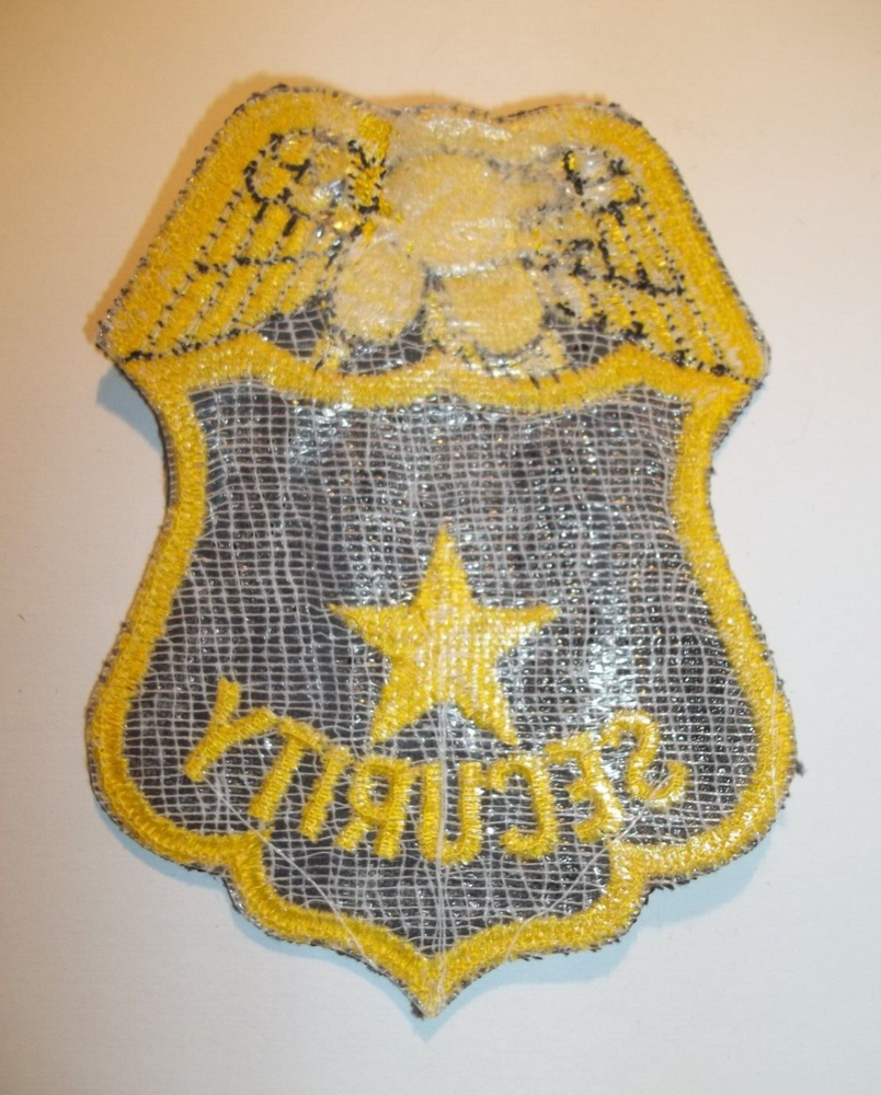 Security Guard Uniform Shoulder Patch Embroidered Gold Eagle Black Iron-on New