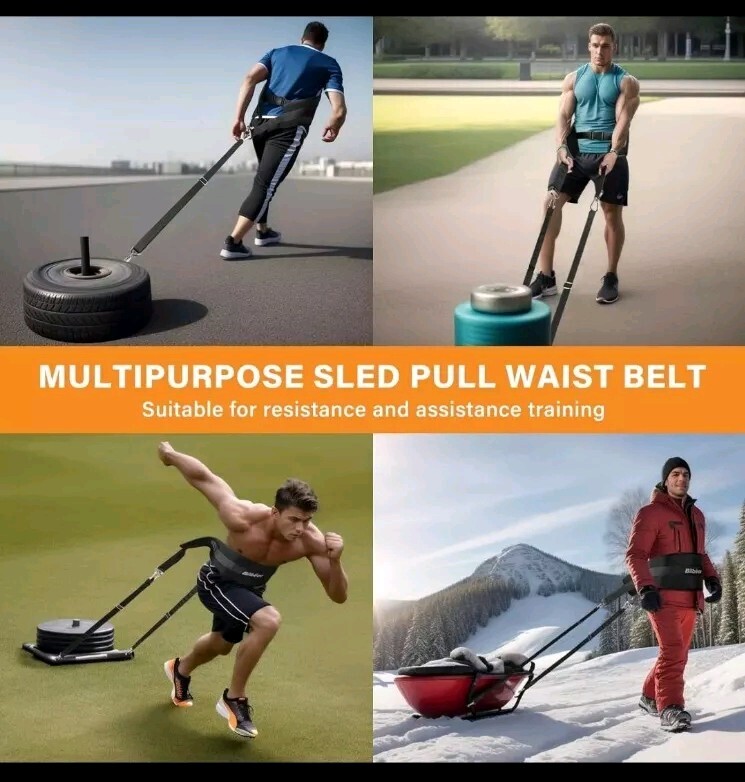 Sled Pulling Belt,Adjustable Sled Training Waist Belt, BELT ONLY