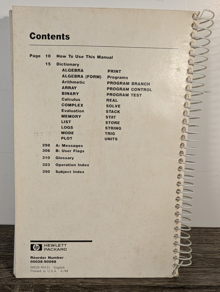 Original Manual & Reference Manual for Hewlett Packard HP-28S Calculator
