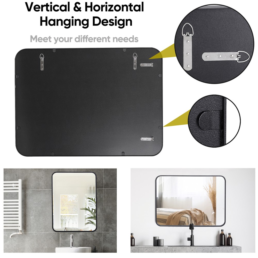 2PCS Wall Mirror for Bathroom Rectangular Metal Framed Vanity Mirror 22" X 30"
