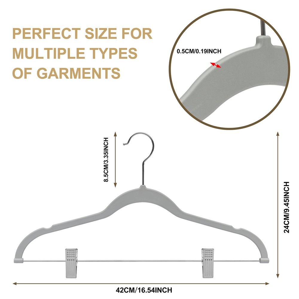 Quality Plastic 20pack Non Velvet Nonflocked Thin Compact Coat Hangers With Meta
