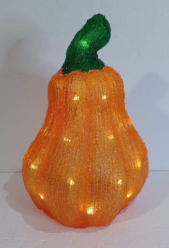 14” Elegant Spun Acrylic Led Lighted Halloween Pumpkin With Timer