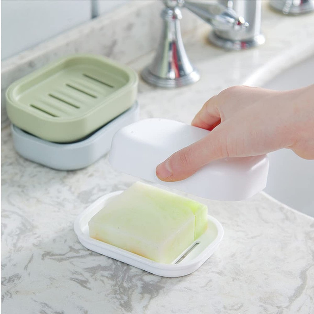 4 Pack Plastic Soap Dish, Soap Container, Double Layer Draining Soap Holder f...