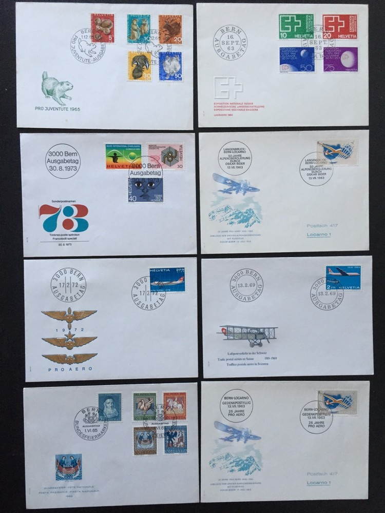 SWITZERLAND 1963/73 FIRST DAY COVERS SELECTION (8)