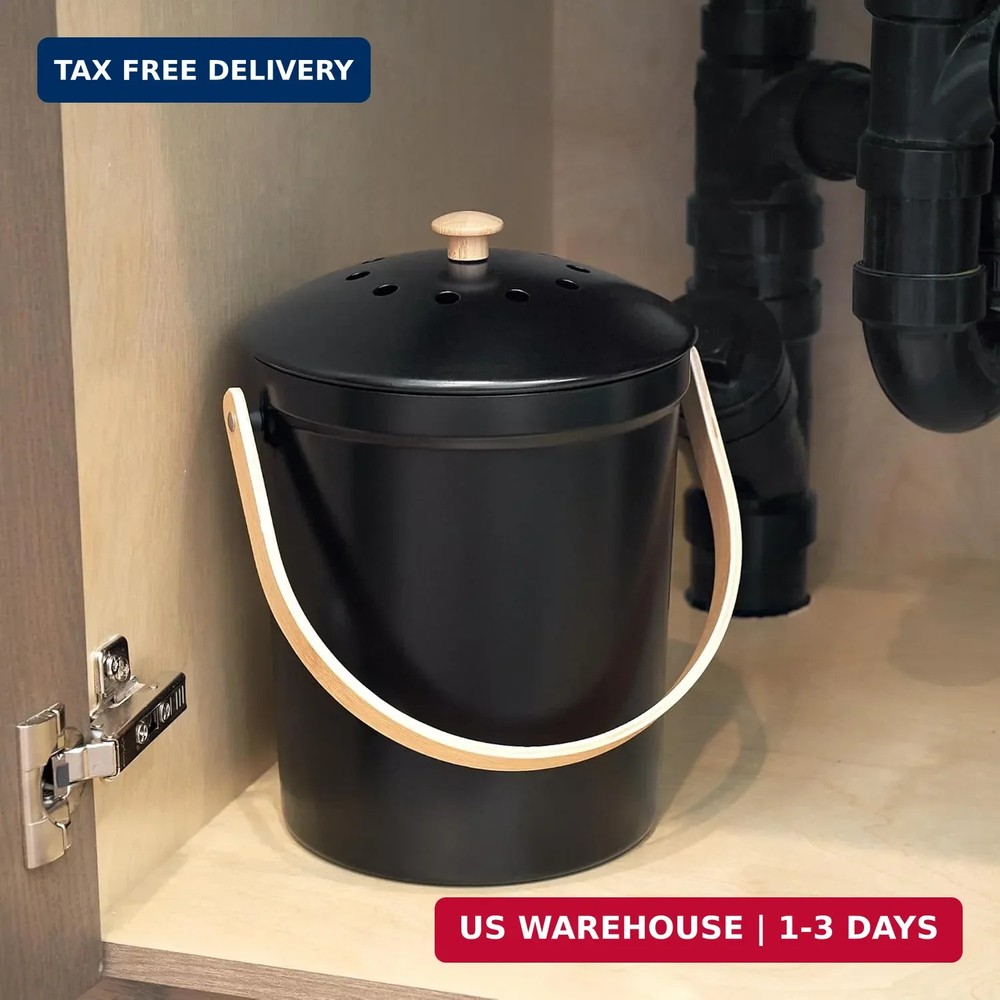 Beautiful Kitchen Compost Bin with Smell Proof Lid - Rust Proof and Odorless Com