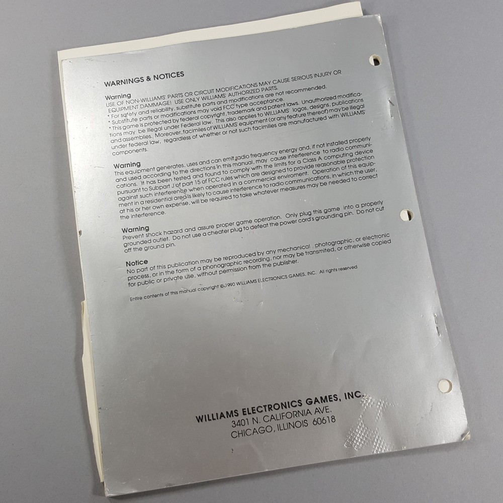 Original Smash TV Arcade Operations Manual