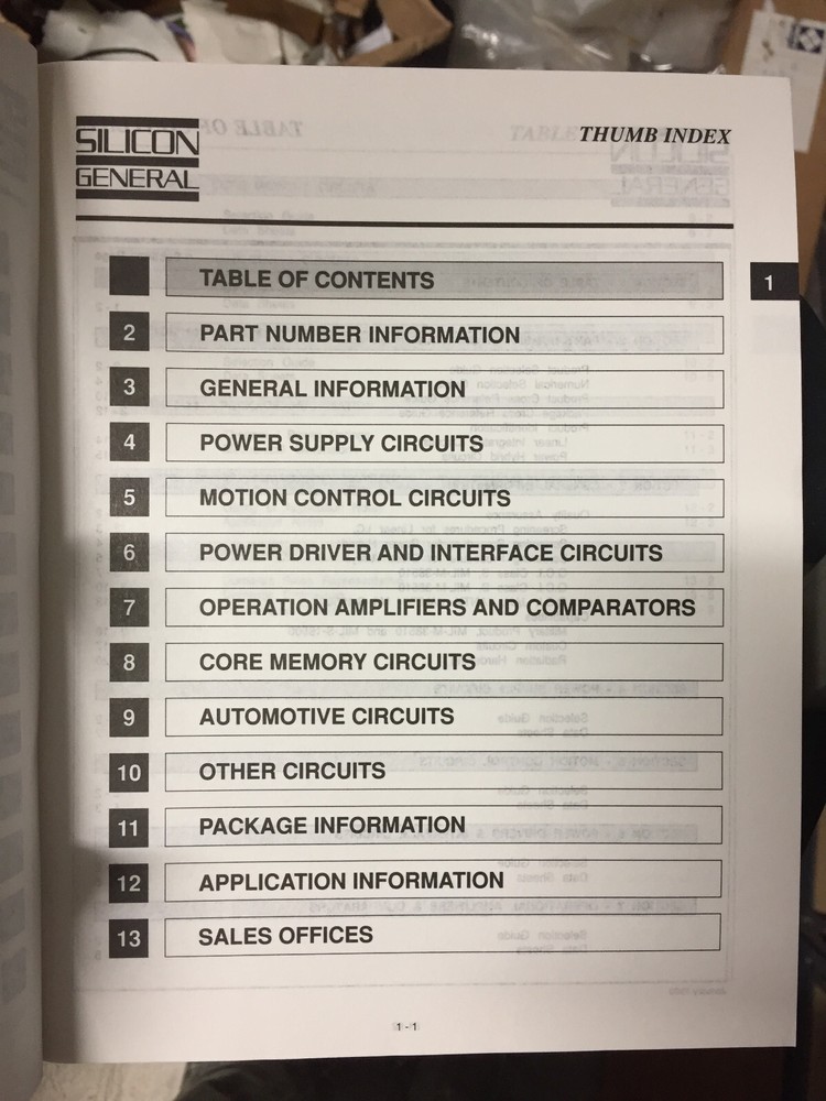 Data Book = Silicon General Analog Power Motion Data Memory Semiconductor 1991 =