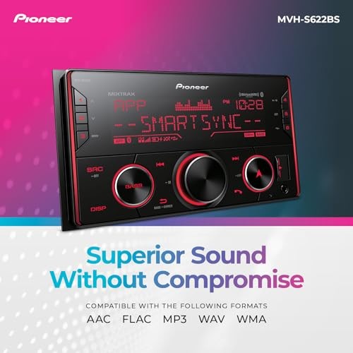Double Din Bluetooth Car Stereo with USB/AUX Inputs, Smart Sync, MVH-S622BS