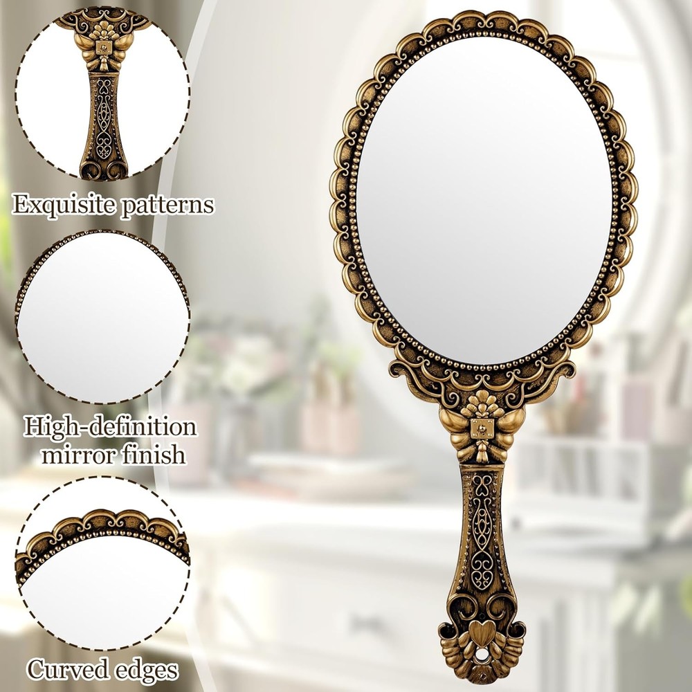Vintage Hand Mirrors with Handle, Vanity Handheld Makeup Mirror Elegant