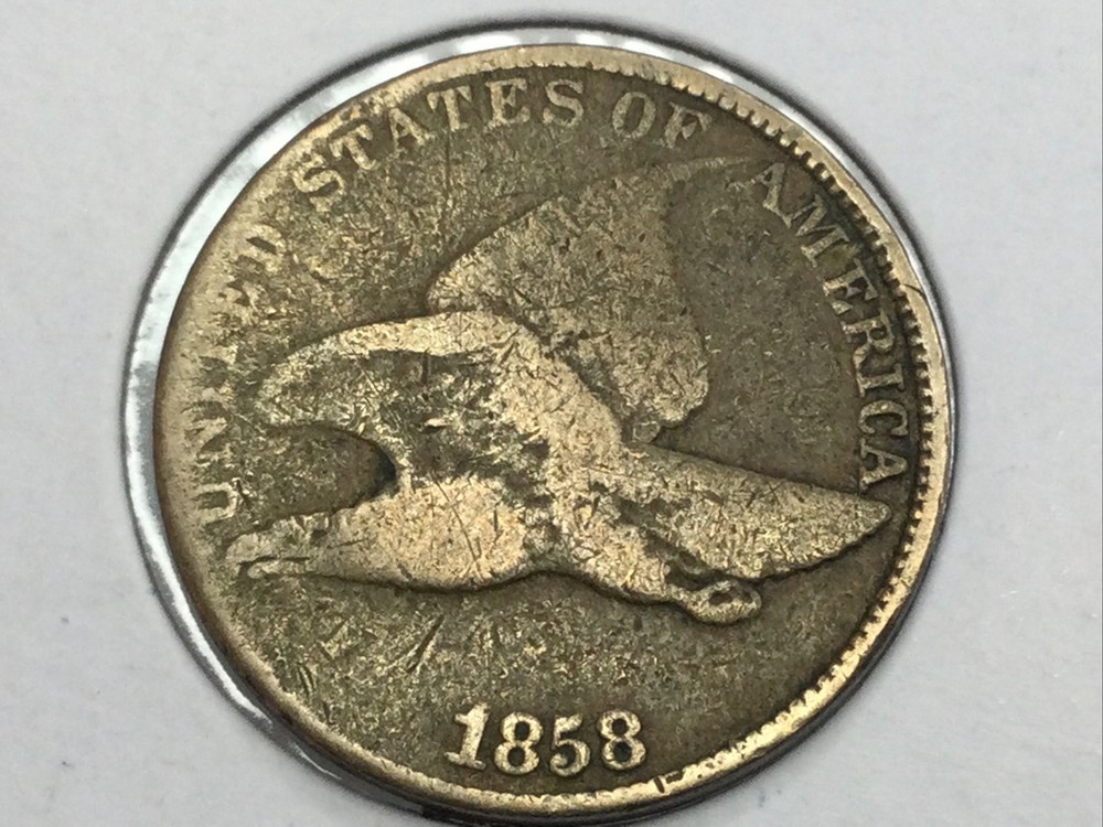 1858 Flying Eagle Cent larger letters in fine