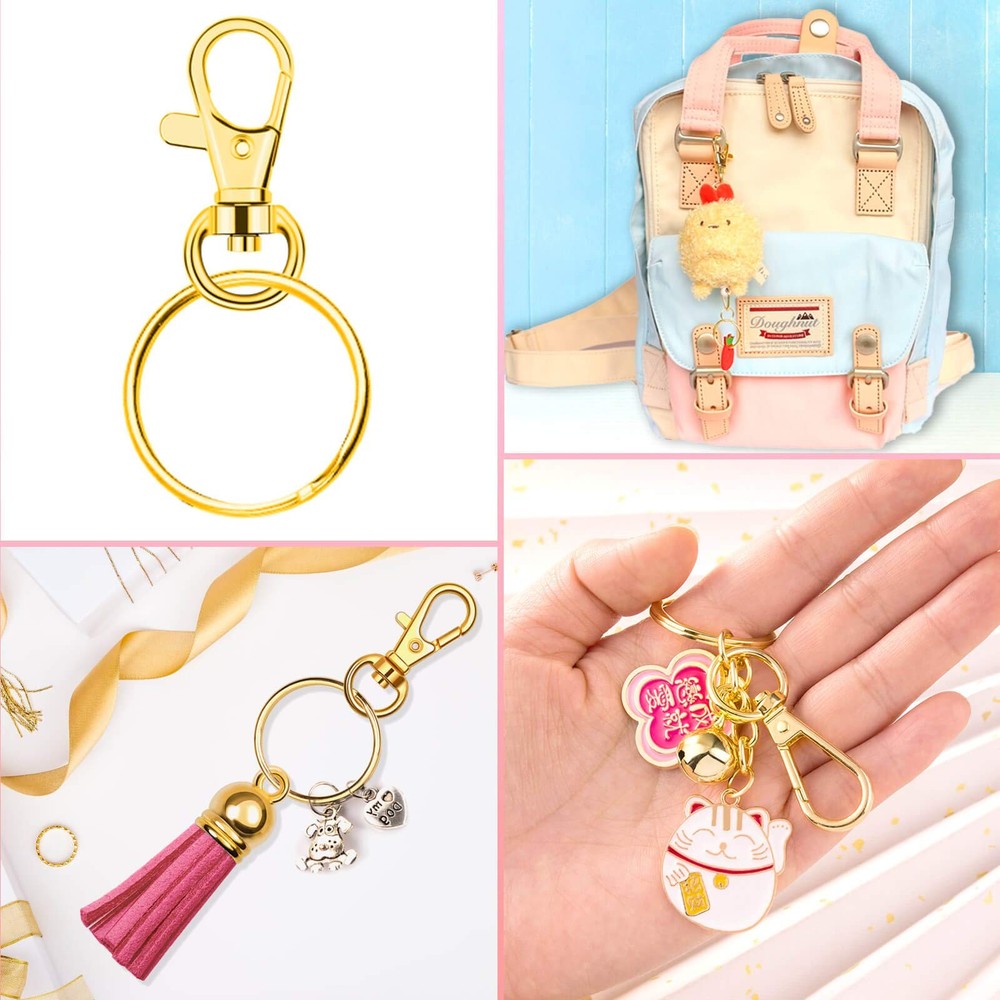 Gold Keychain Rings for Craft, Paxcoo 100pcs Hardware Medium,