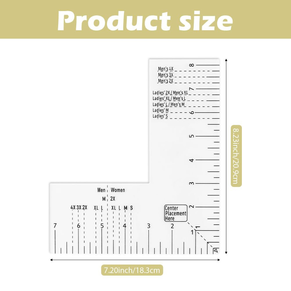 Tshirt Ruler Guide for Vinyl Alignment, Left Chest Logo Placement Tool, Acrylic