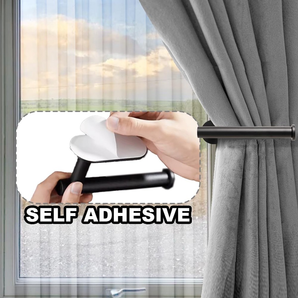 Metal Curtain Holdbacks - Self-Adhesive Curtain Pull Backs, Curtain Hooks - N...