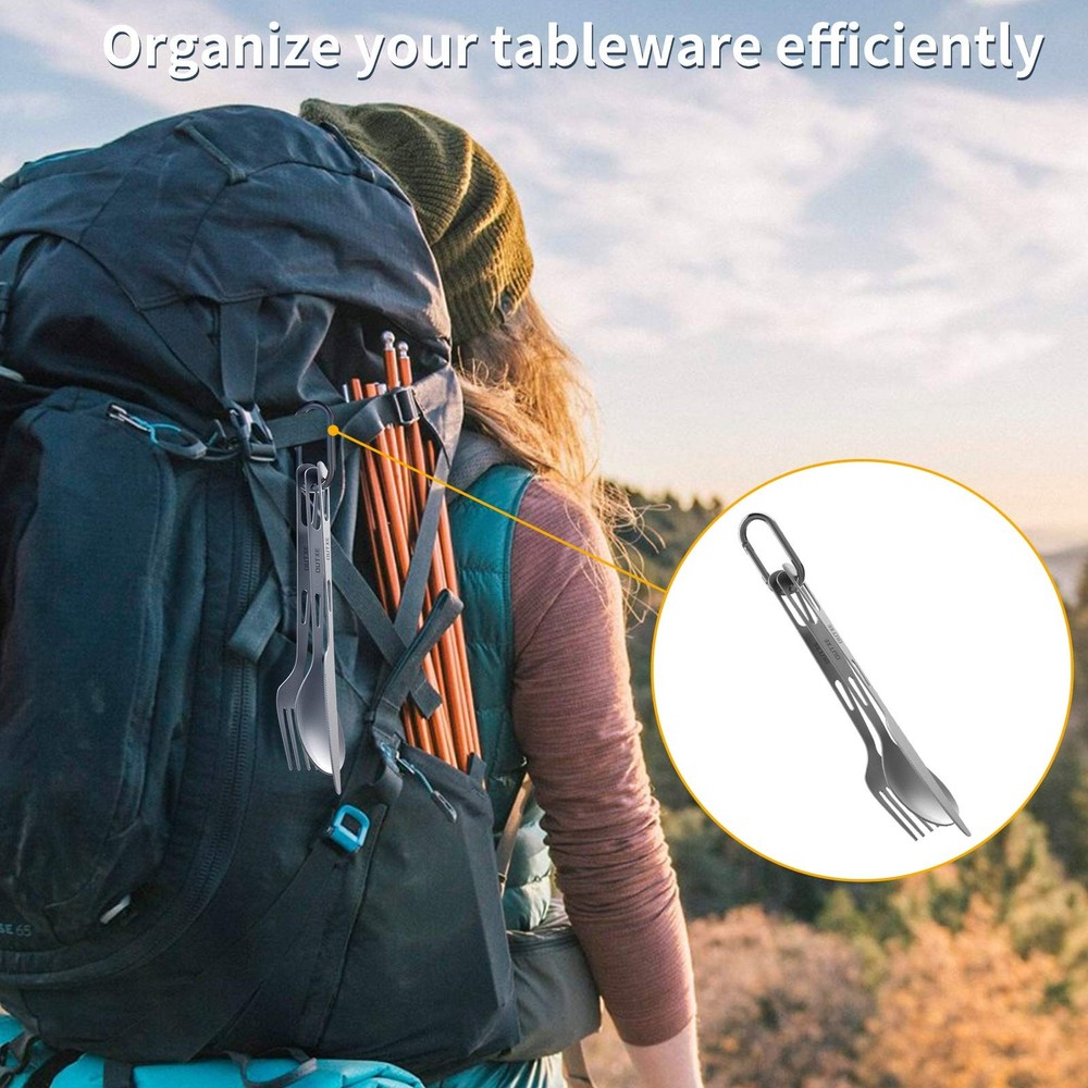 OUTXE Titanium Flatware Knife Fork Spoon Set and