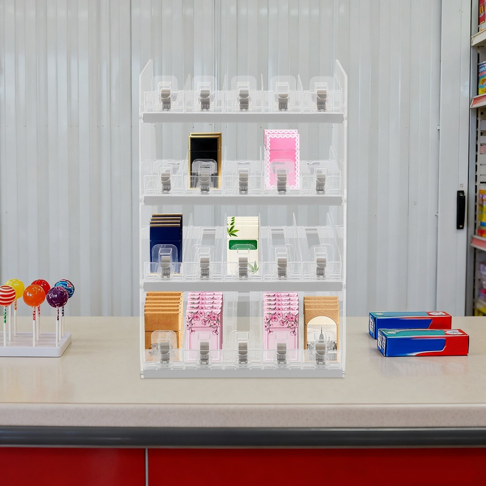 Cigarette Display Rack, Multi-Tier Cigarette Clear Acrylic Retail Display Case