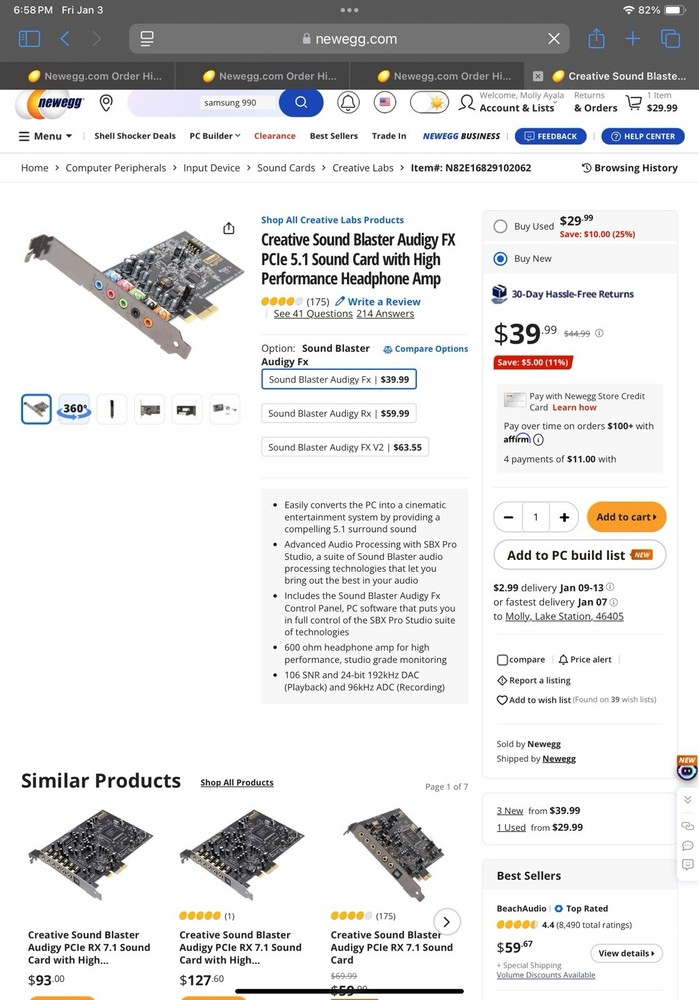 Never Opened Sound Card