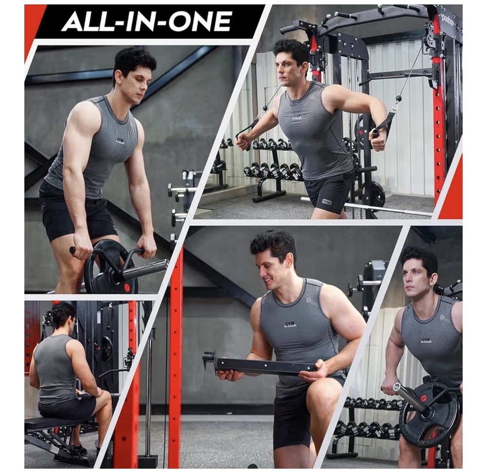 Multifuntional Machine Power Cage, 2000LBS Squat Rack, LAT-Pull Down System