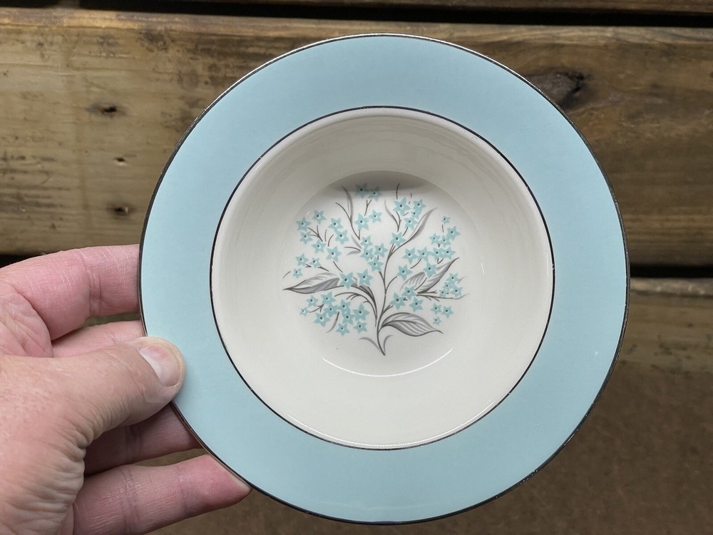 Sevron Dinnerware Blue Lace Pattern Turquoise Aqua 6” Fruit/Dessert/Cereal Bowl