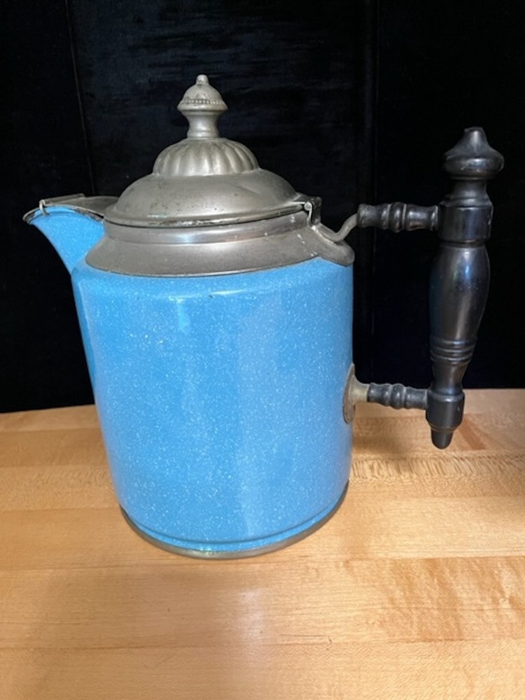 Vintage Blue Graniteware Coffee Pot