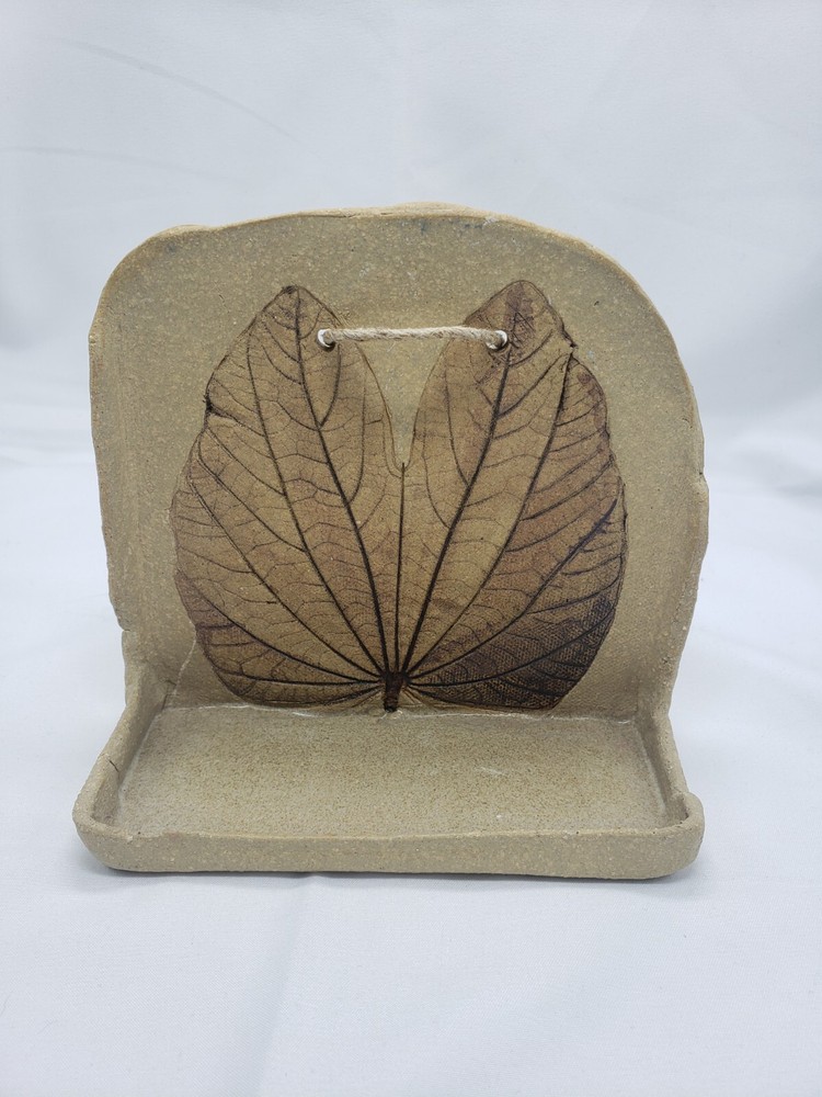 Handmade Clay Leaf Print Wall Hanging Birdfeeder