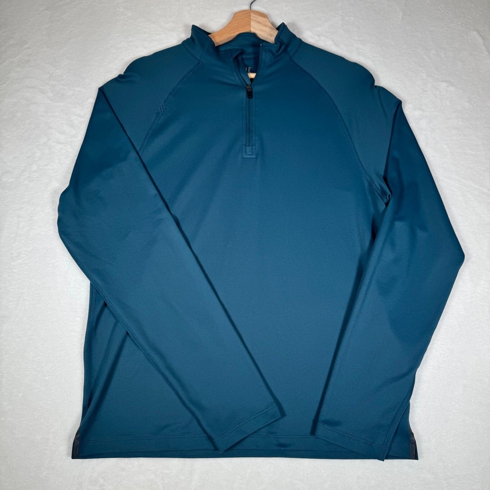 Rhone Reign Quarter Zip Pullover Mens Small Teal Blue Performance 101467