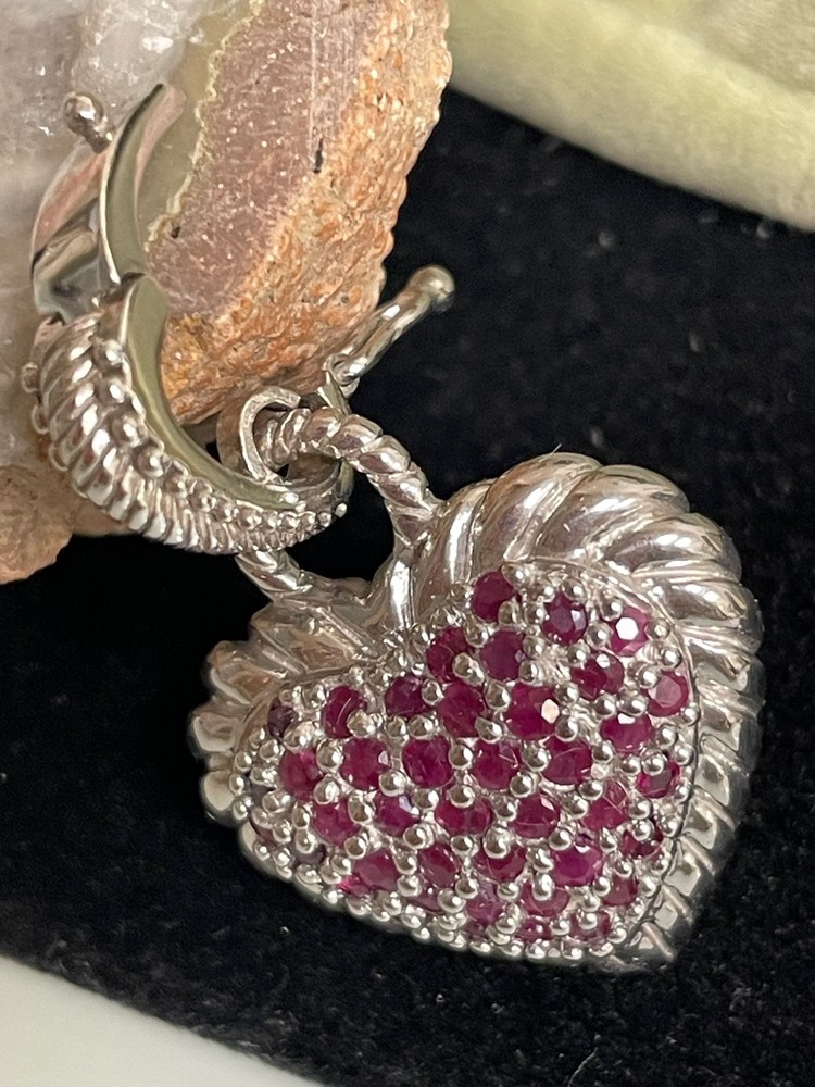 JUDITH RIPKA ruby heart sterling silver pendant enhancer
