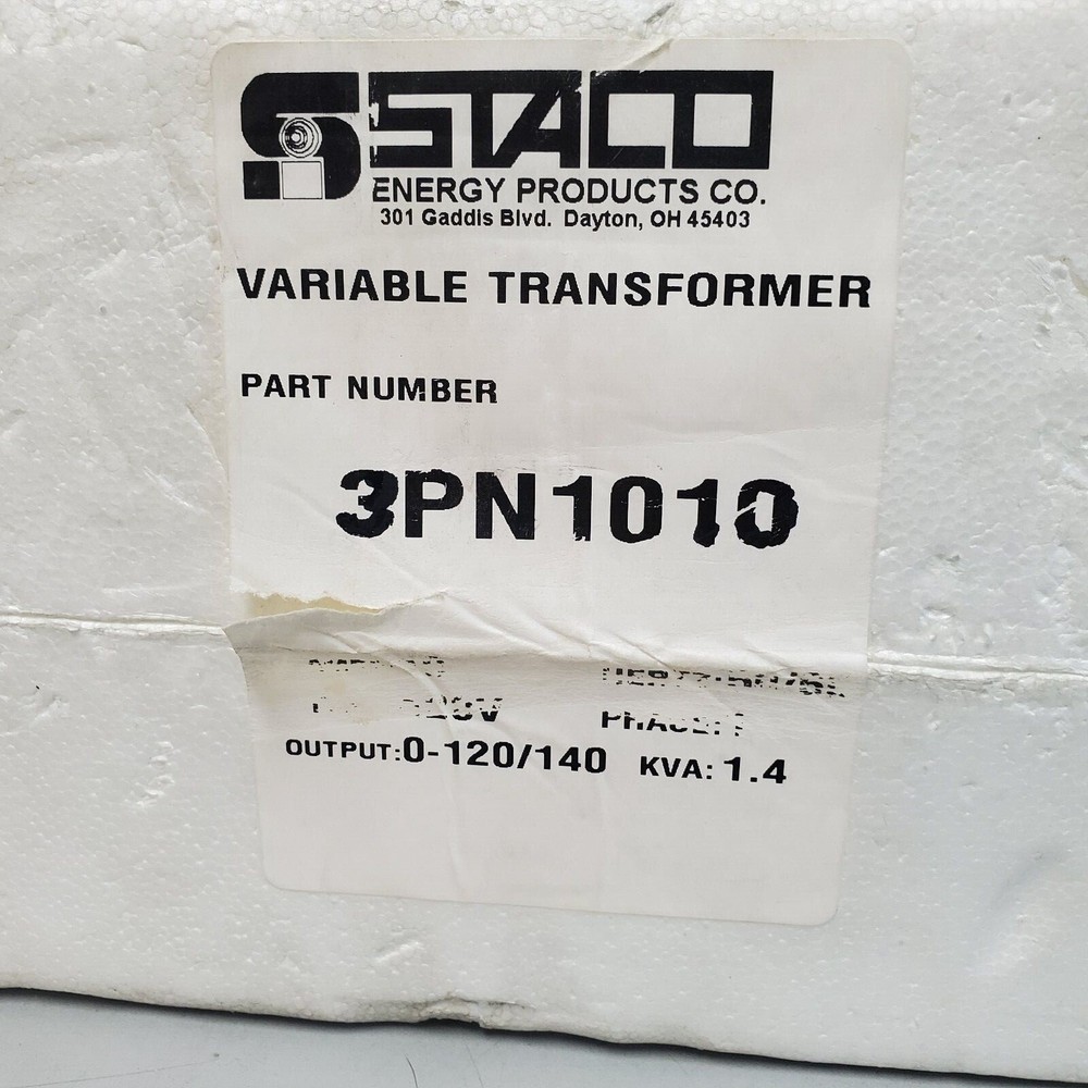 NEW Staco Variable Control Transformer 3PN1010 input 120v output 0-120V (M696)