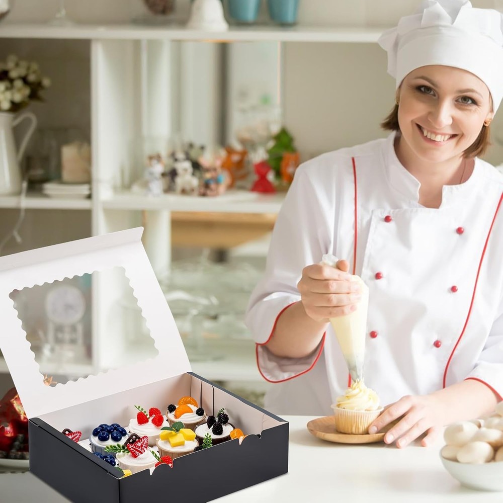 Elegant 6PCS Cupcake Box Set - Hold 12 Count - Clear Window, Durable Design