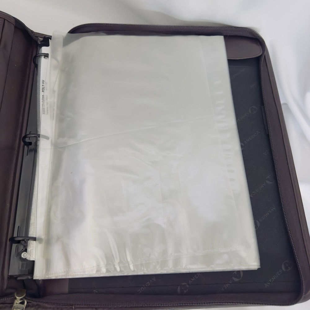 Leather Document Holder Paper Organizer Brief Case Portfolio Carry Handle- Nice!