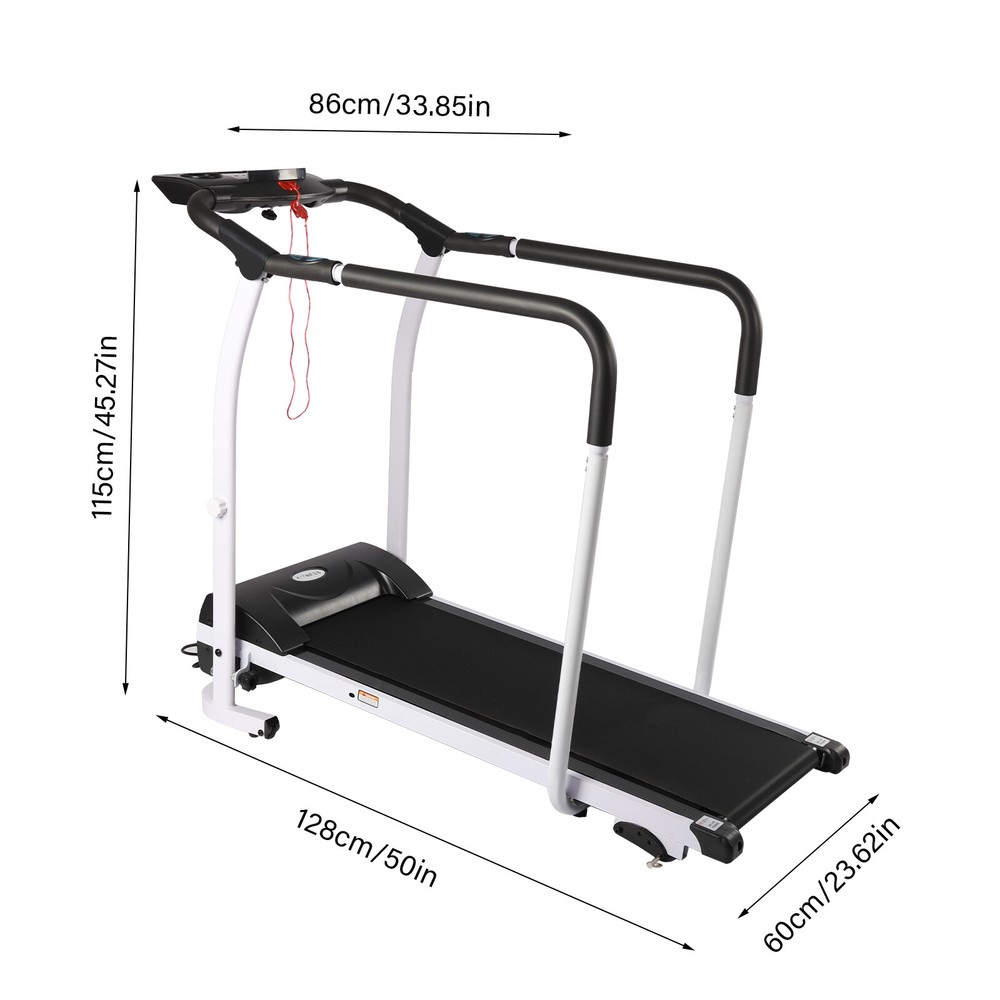 Compact Walking Treadmill with Heart Rate Sensor & Safety Handrails