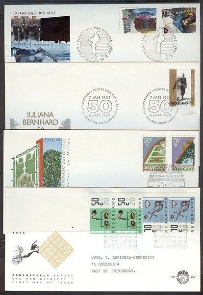 NETHERLANDS 1986/87 FDC’s (x8) (ID:383/D27649)